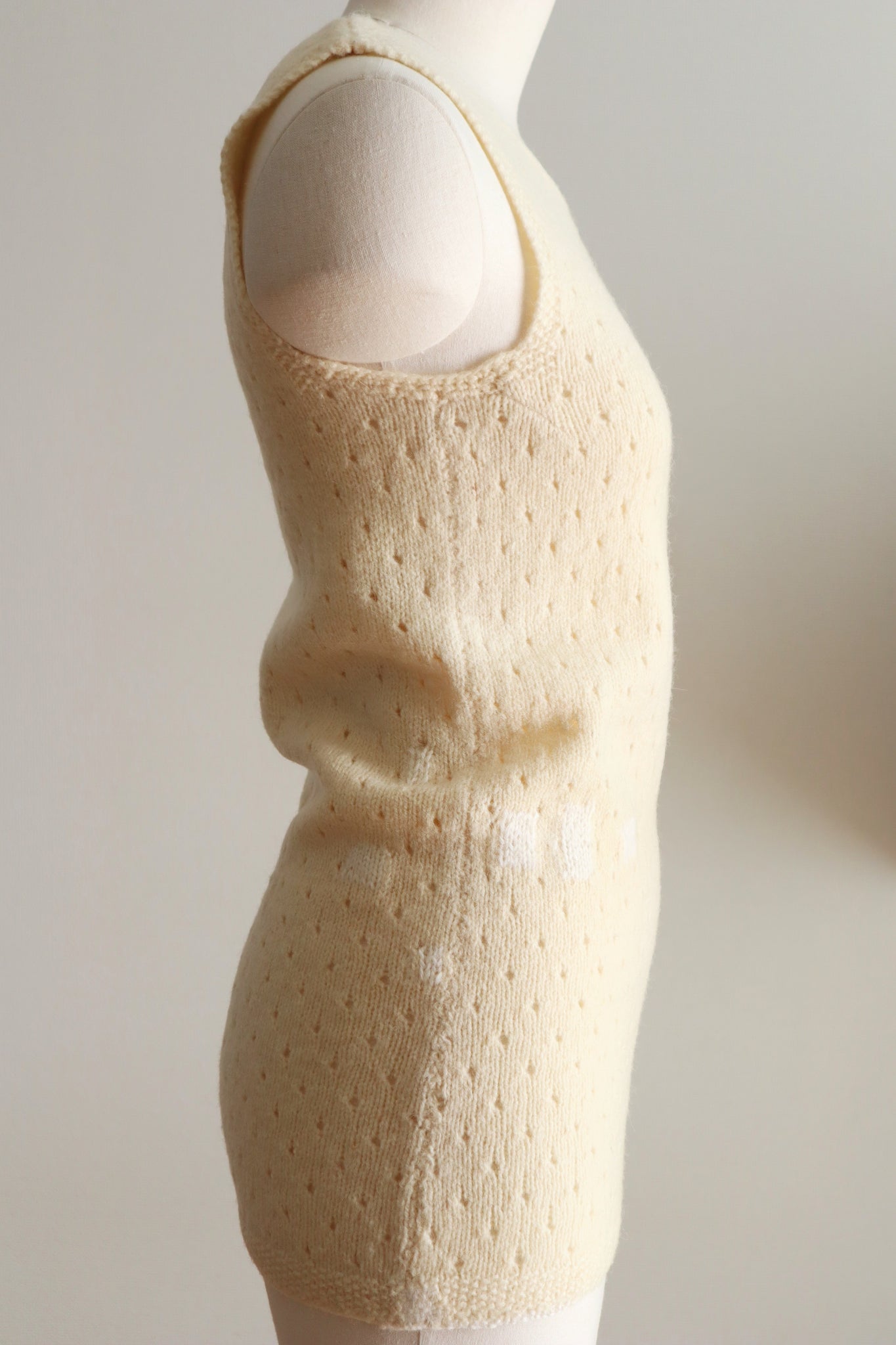 Vintage French Hand-Knit Wool Tank Top