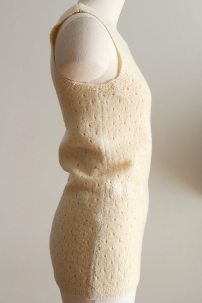 Vintage French Hand-Knit Wool Tank Top