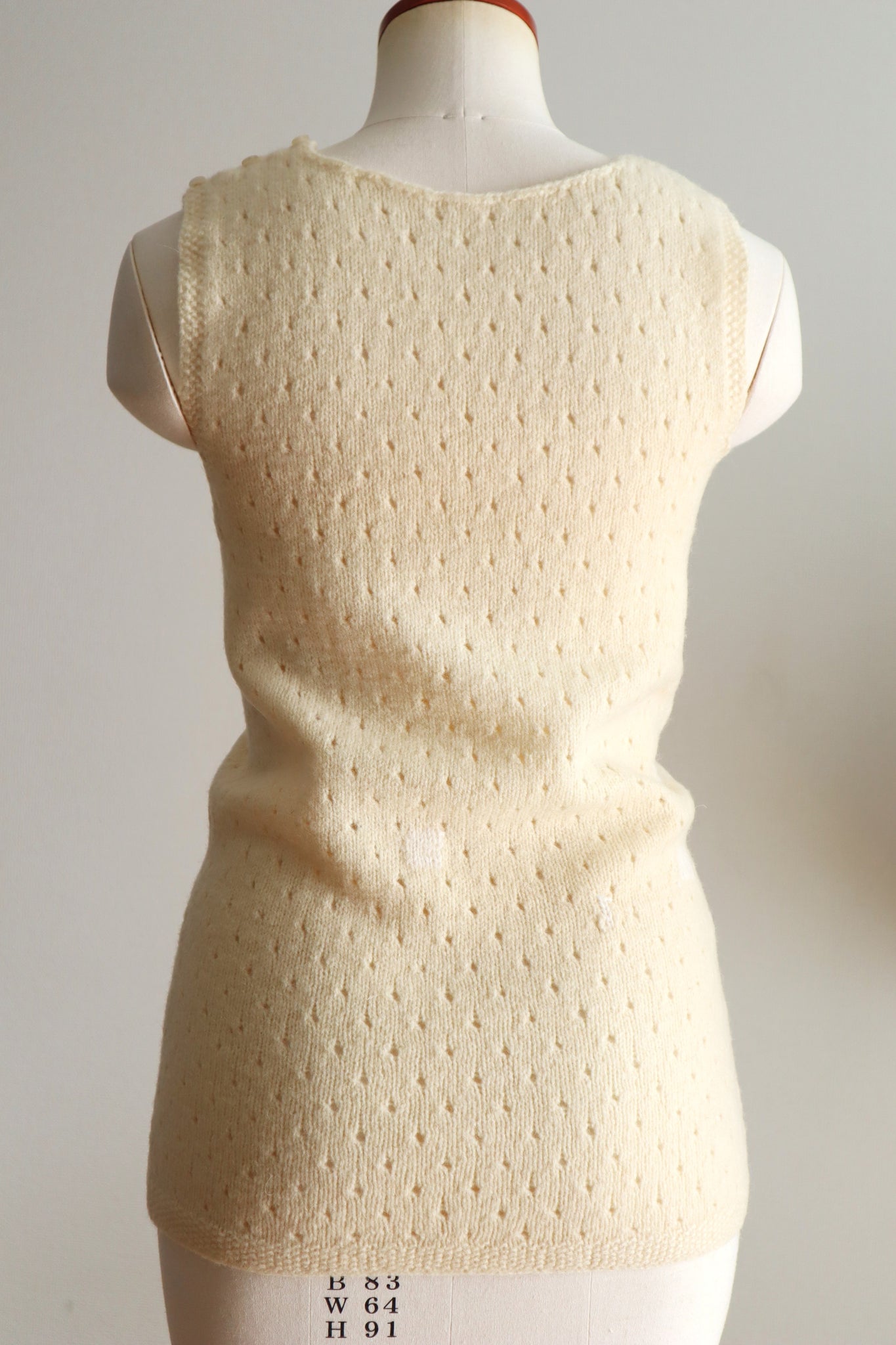 Vintage French Hand-Knit Wool Tank Top
