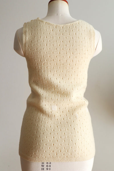 Vintage French Hand-Knit Wool Tank Top