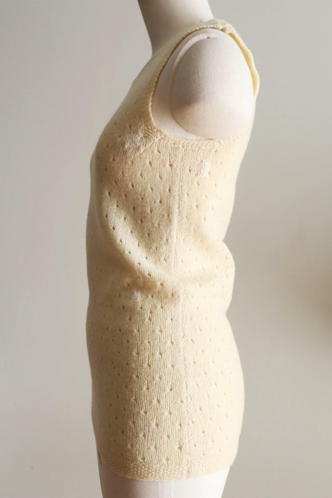Vintage French Hand-Knit Wool Tank Top