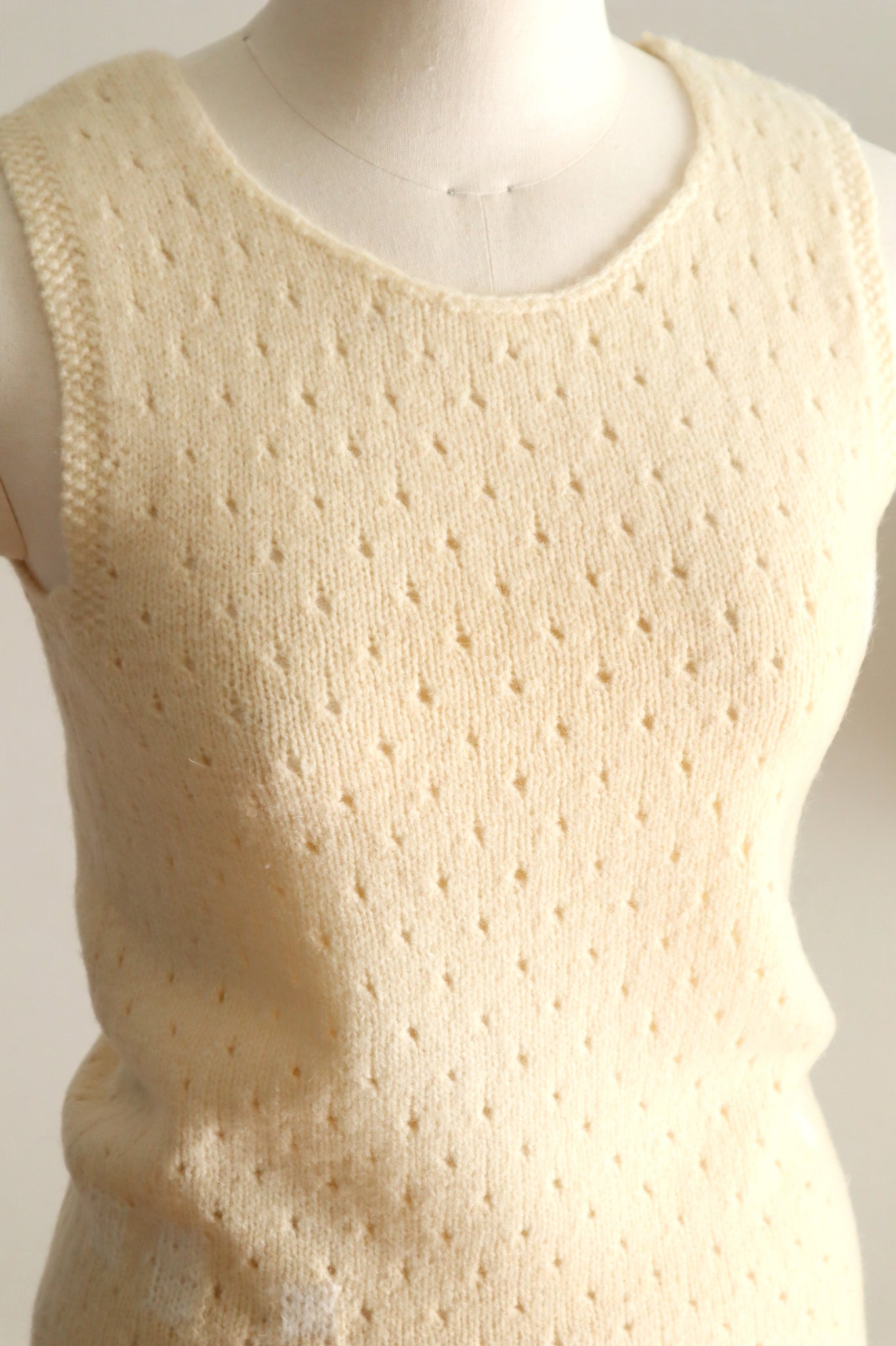 Vintage French Hand-Knit Wool Tank Top
