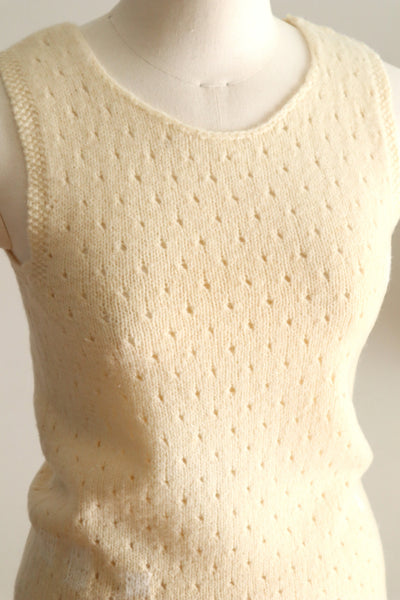 Vintage French Hand-Knit Wool Tank Top