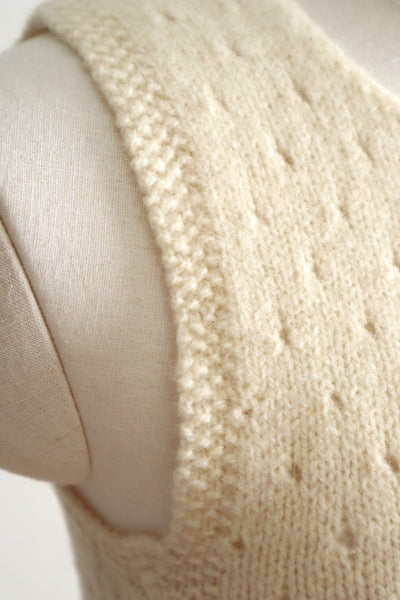Vintage French Hand-Knit Wool Tank Top