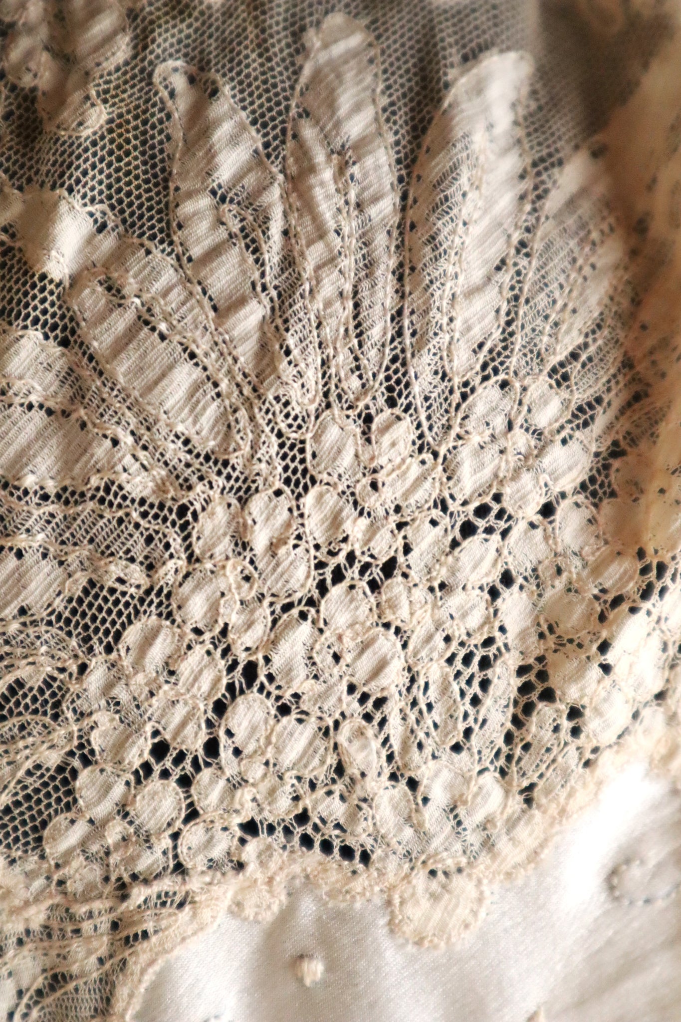 1930s French Silk Embroidered Lingerie Dress with Tulle Lace