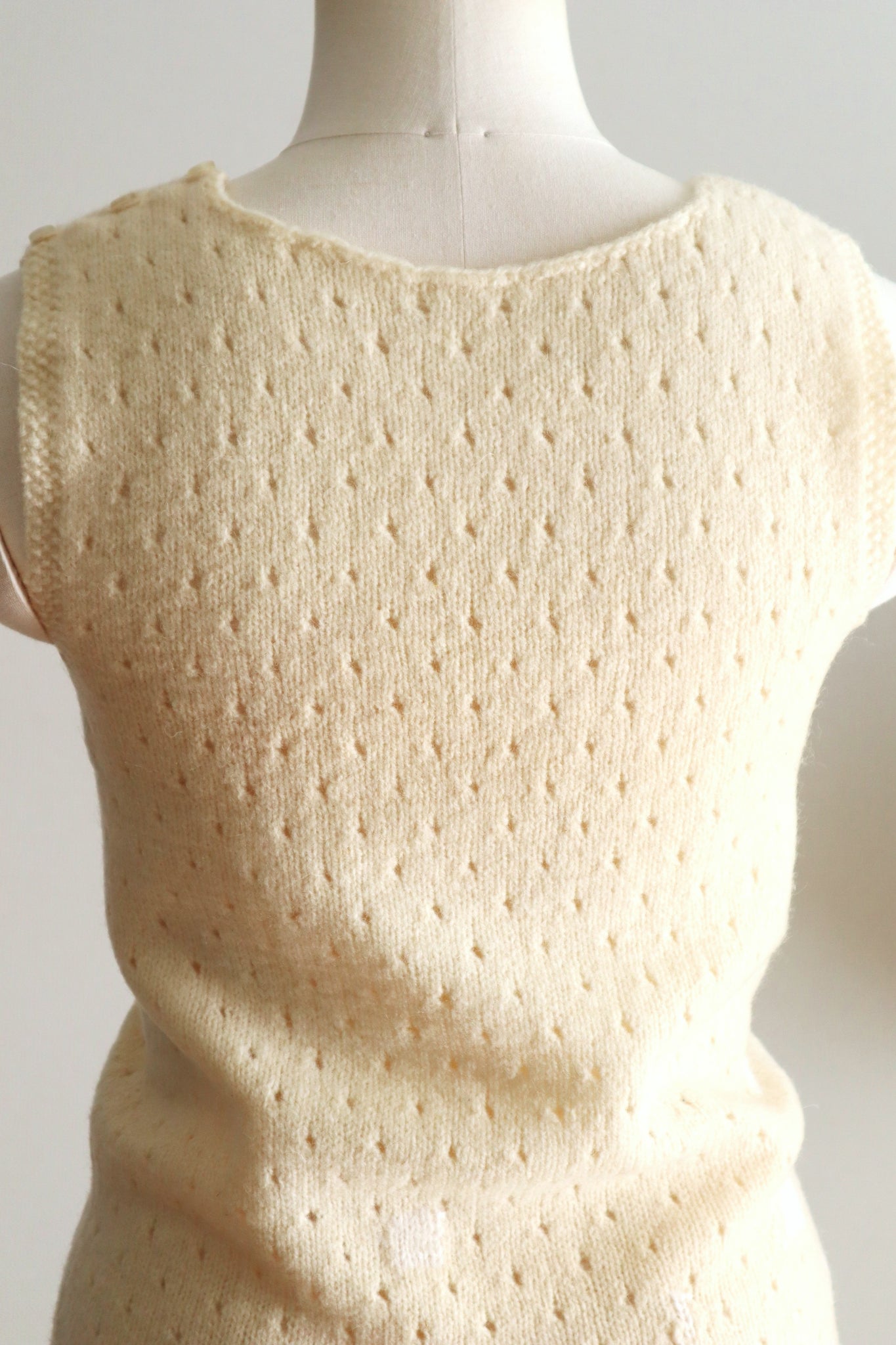 Vintage French Hand-Knit Wool Tank Top