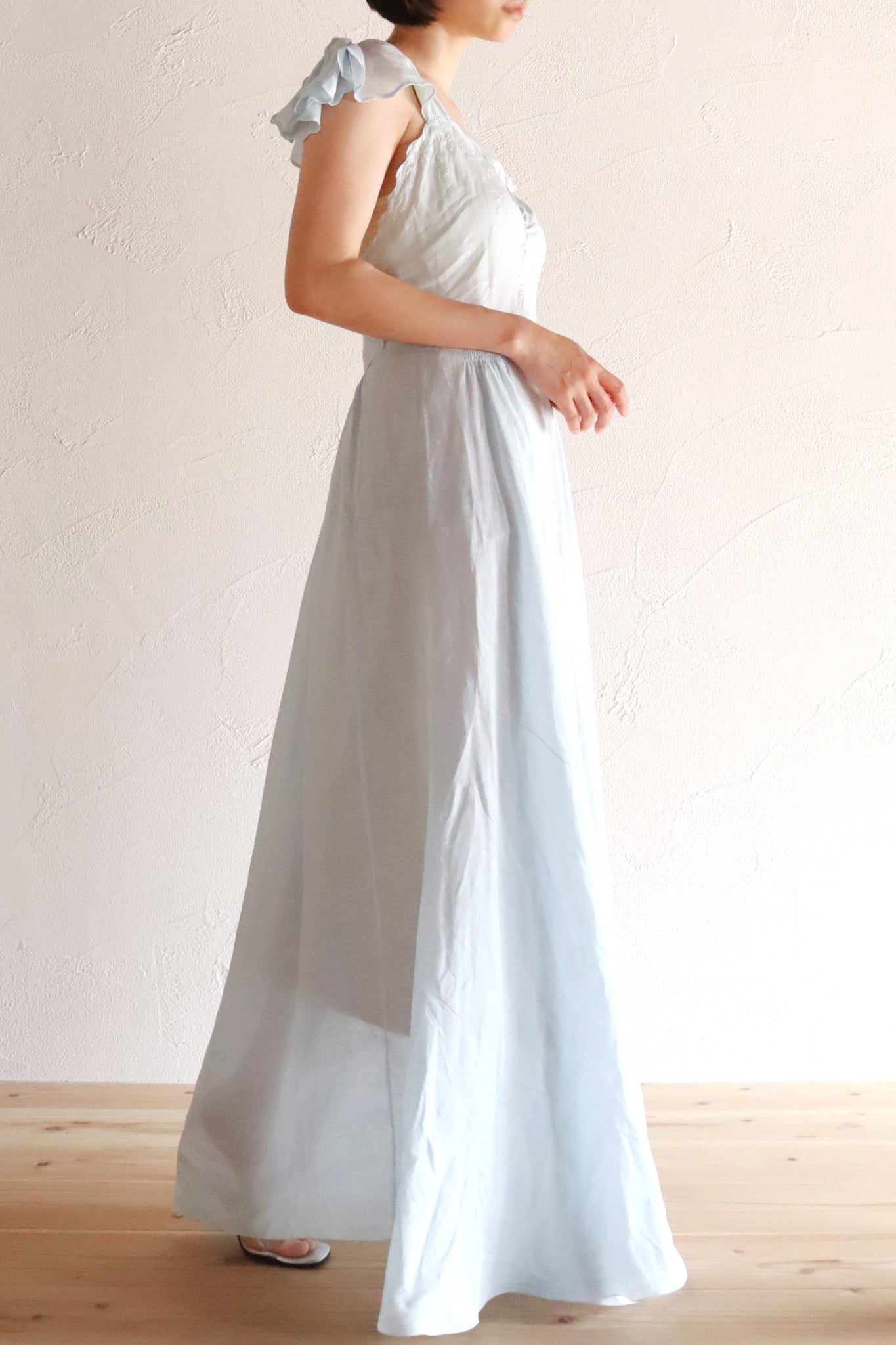 1940s Pale Blue Cotton Dress