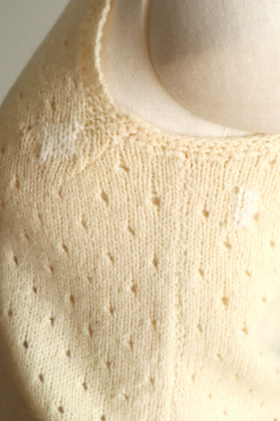 Vintage French Hand-Knit Wool Tank Top