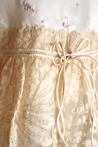 1930s French Silk Embroidered Lingerie Dress with Tulle Lace