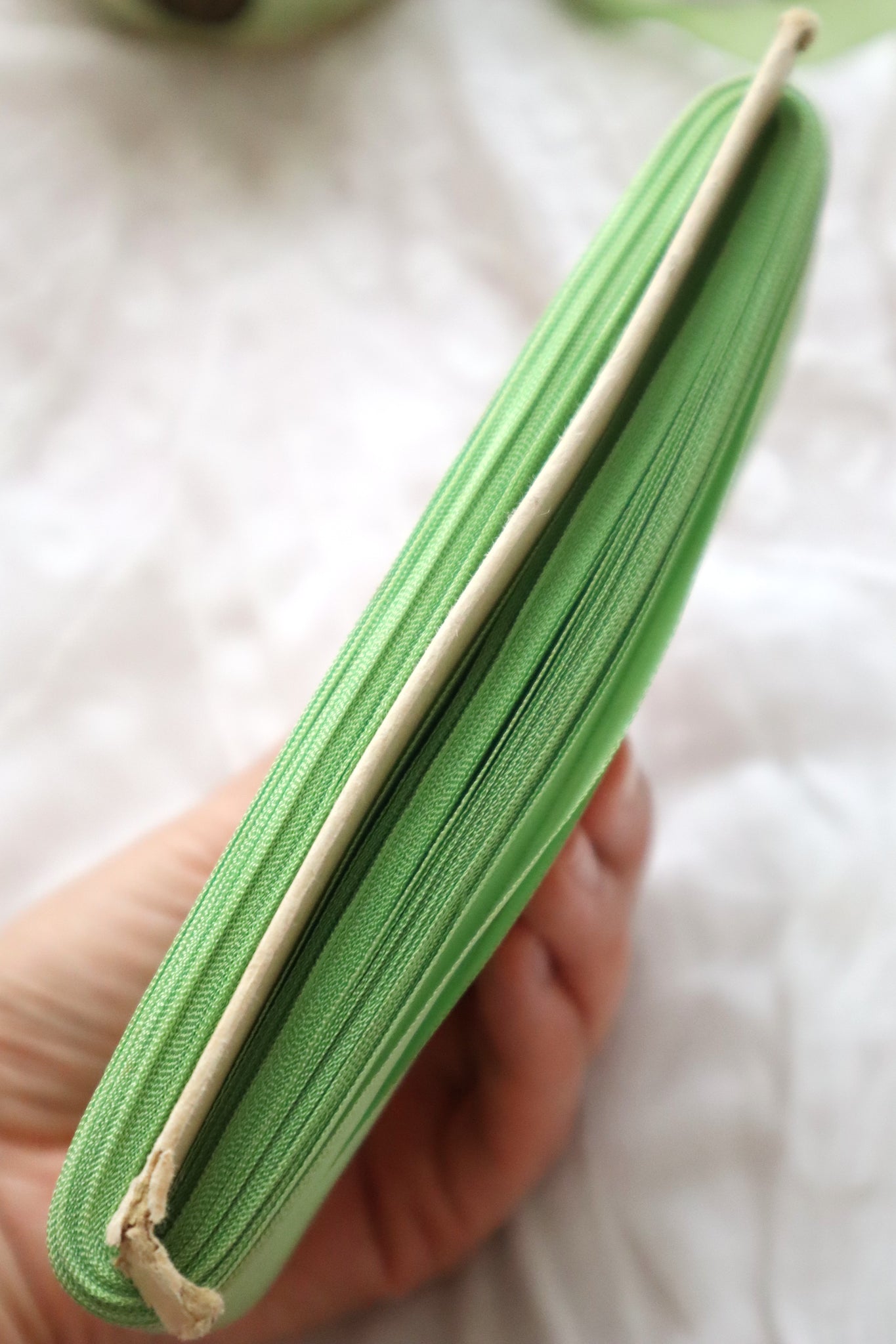 1940s–1950s French Deadstock Apple Green Rayonne Ribbon on Original Mercerie Card