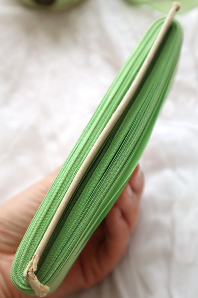 1940s–1950s French Deadstock Apple Green Rayonne Ribbon on Original Mercerie Card