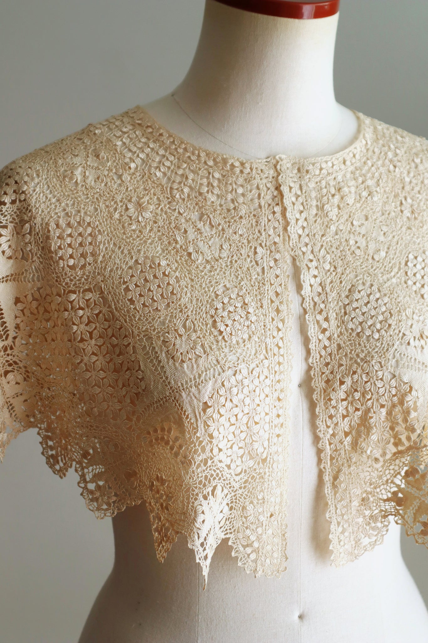19th Century Silk Maltese Lace Big Collar
