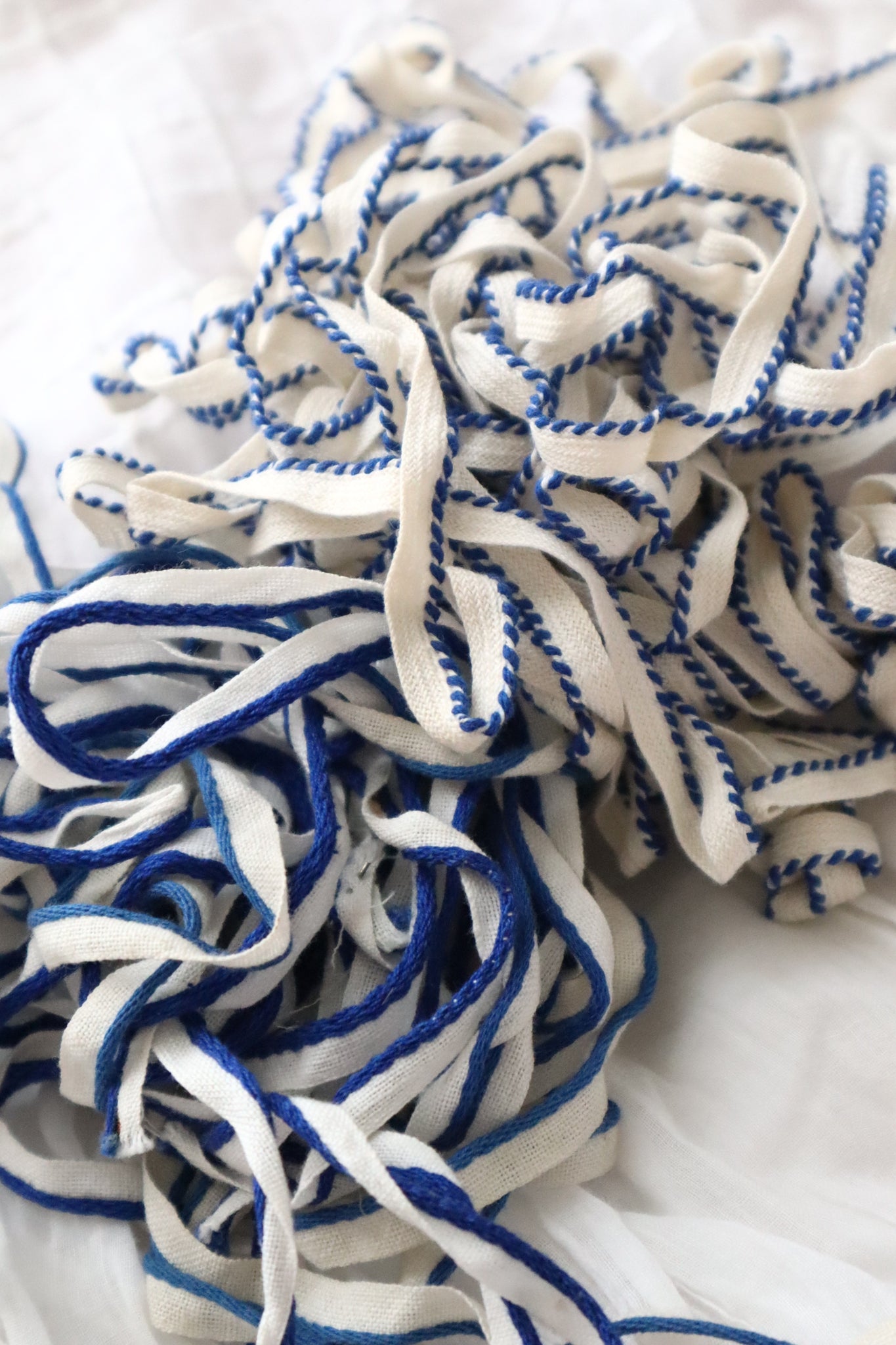 1900–1920s French Mercerie Blue Piping Trim Set