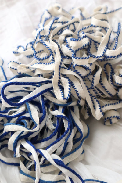 1900–1920s French Mercerie Blue Piping Trim Set