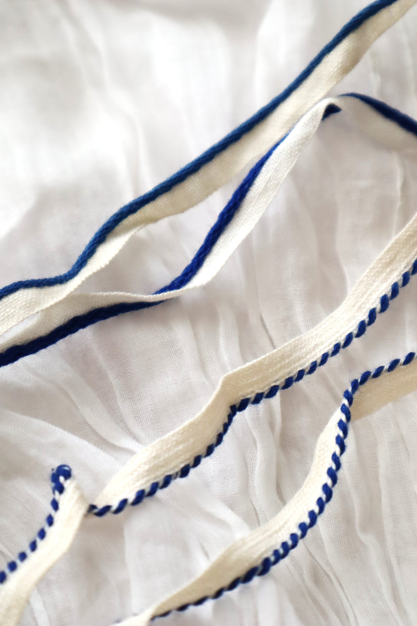 1900–1920s French Mercerie Blue Piping Trim Set