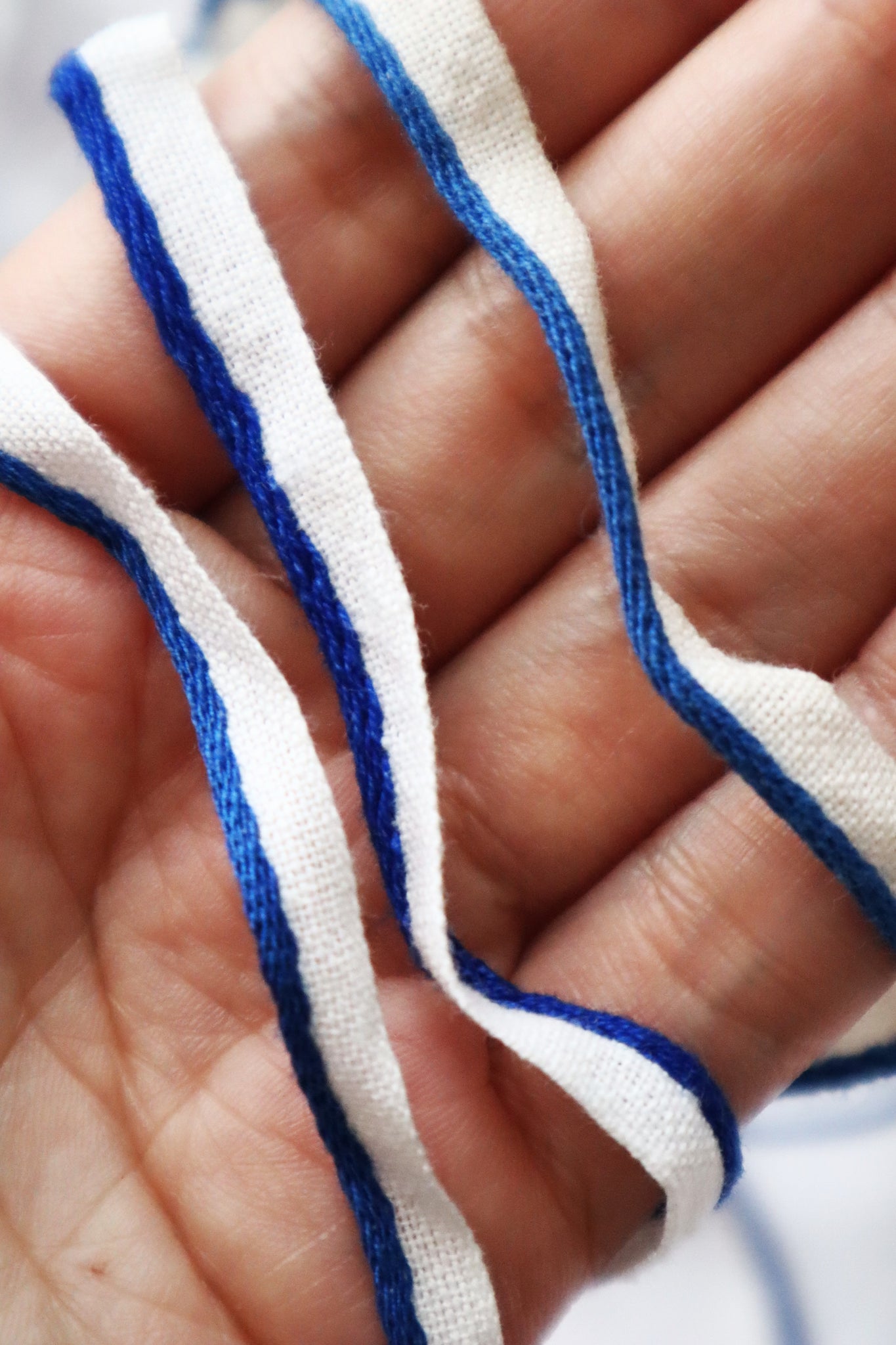 1900–1920s French Mercerie Blue Piping Trim Set