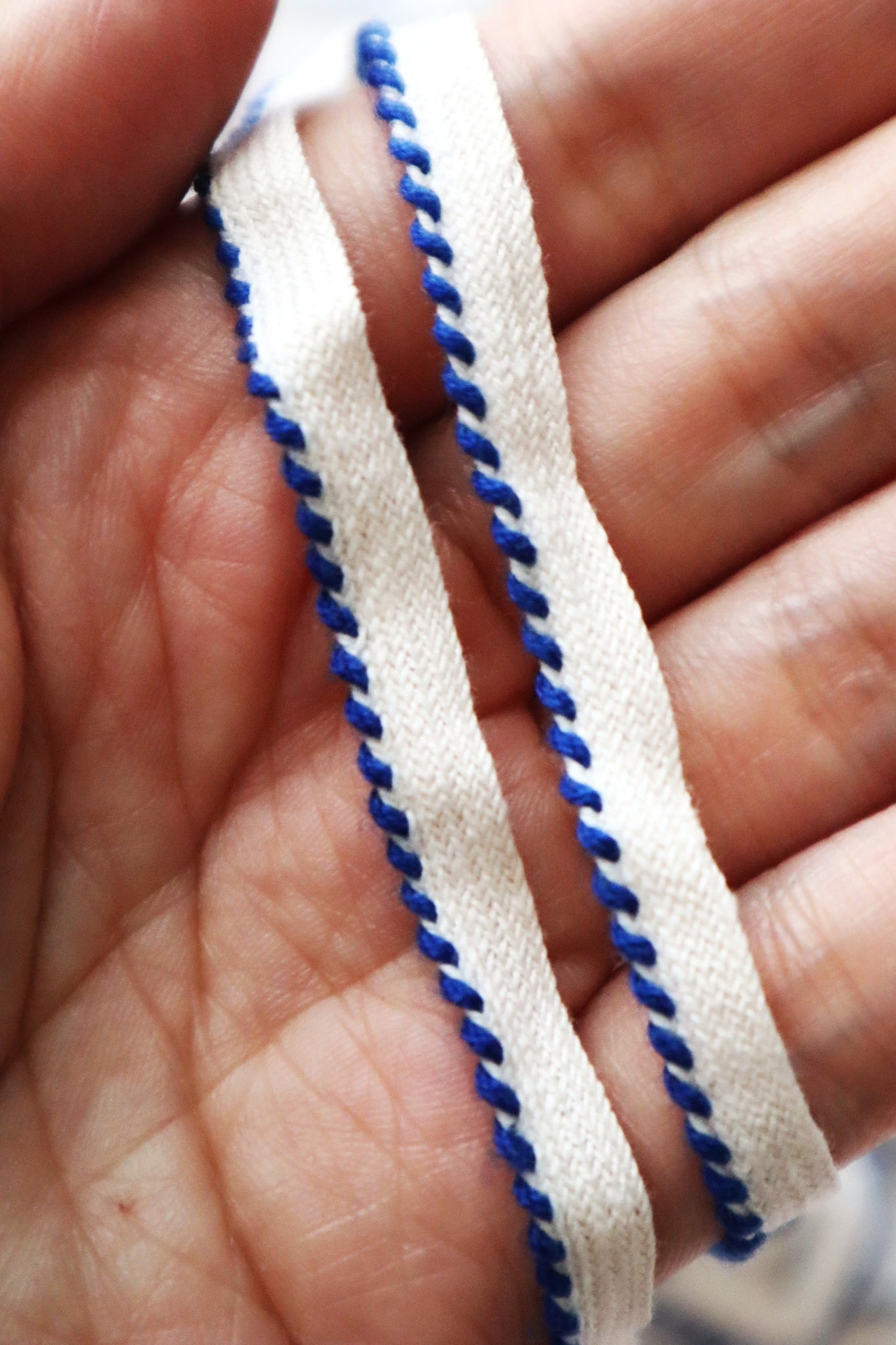 1900–1920s French Mercerie Blue Piping Trim Set