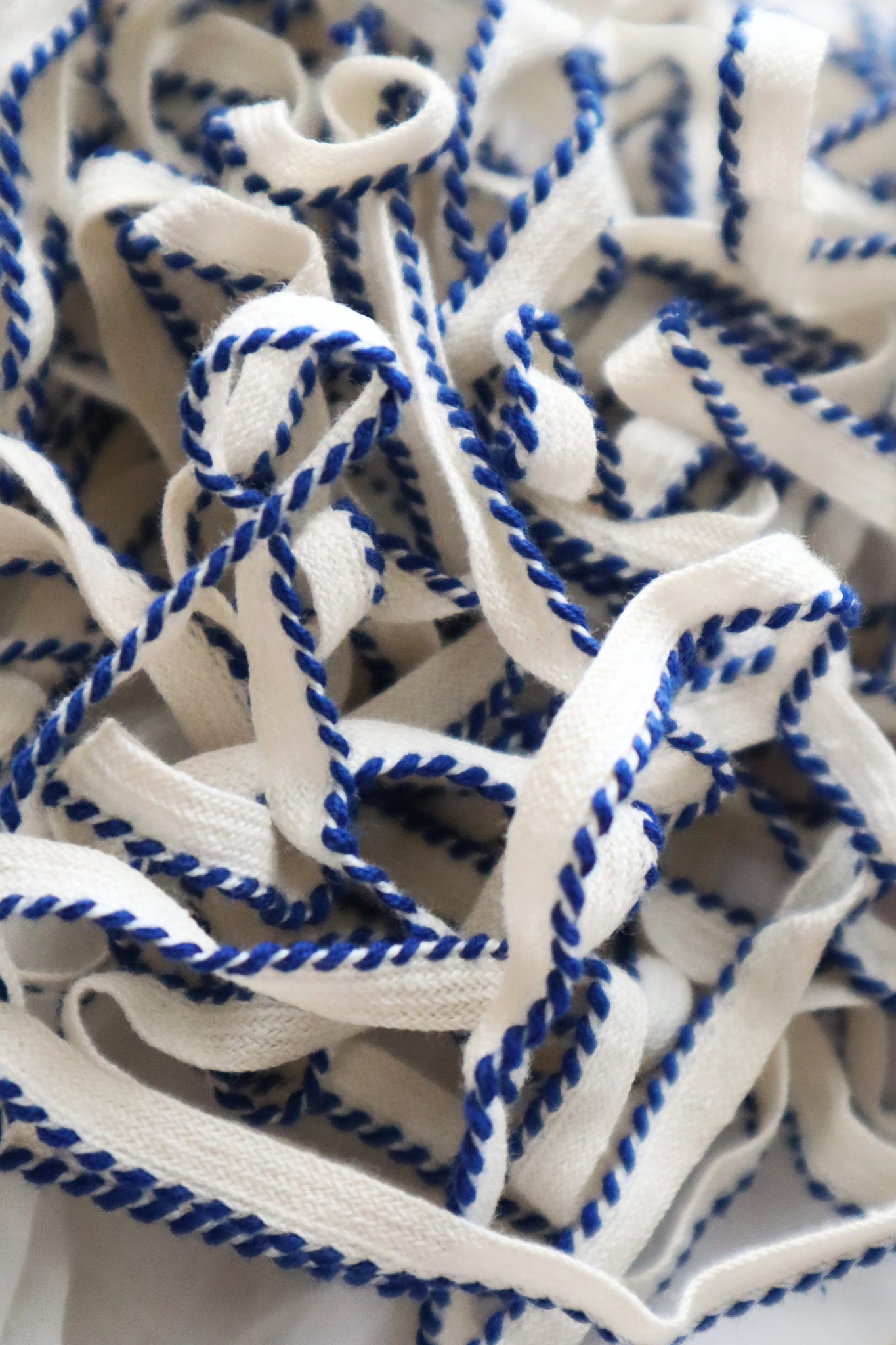 1900–1920s French Mercerie Blue Piping Trim Set