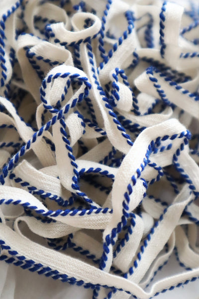 1900–1920s French Mercerie Blue Piping Trim Set