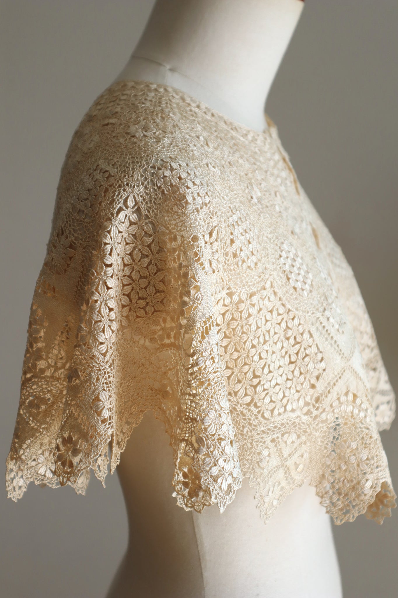 19th Century Silk Maltese Lace Big Collar