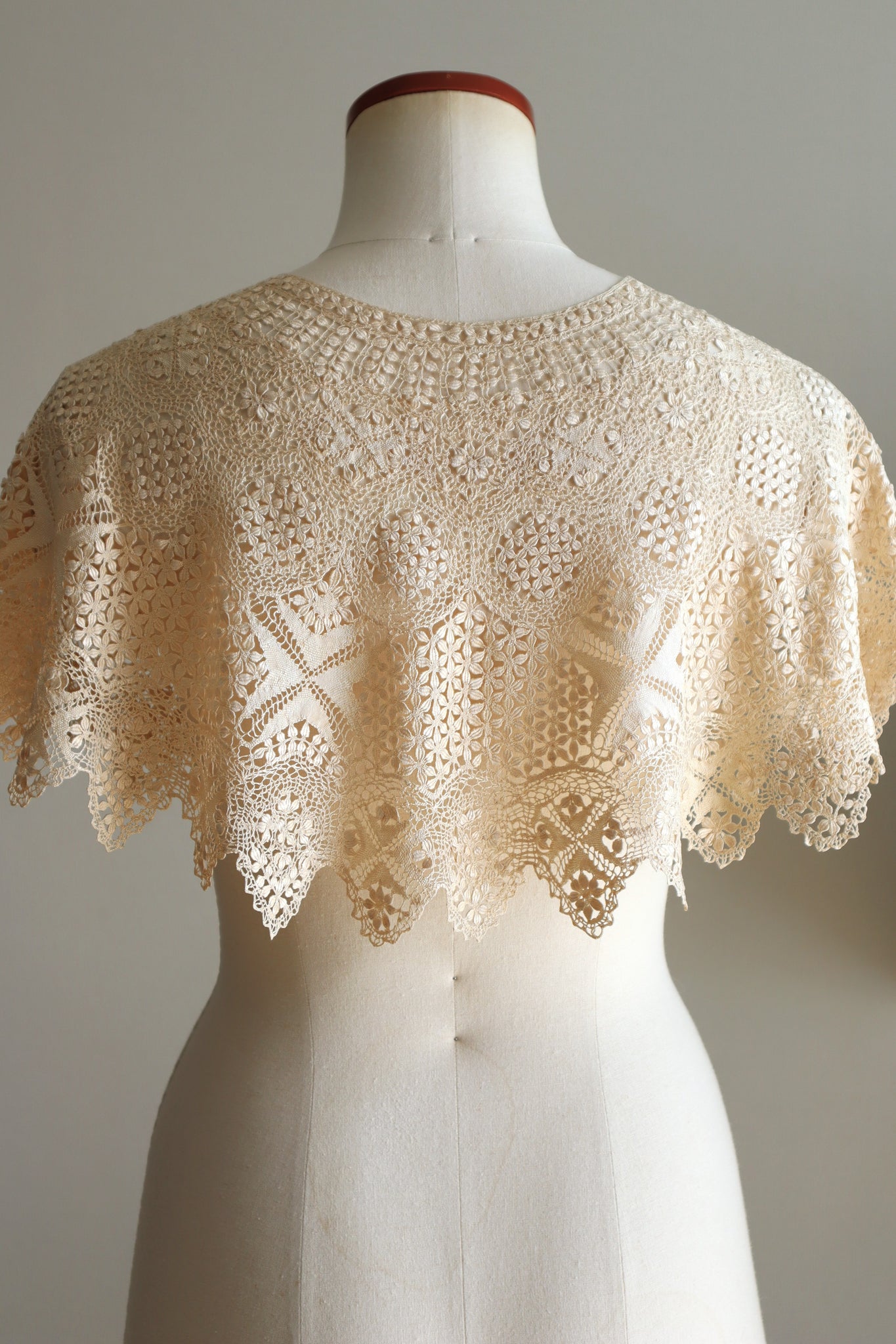 19th Century Silk Maltese Lace Big Collar