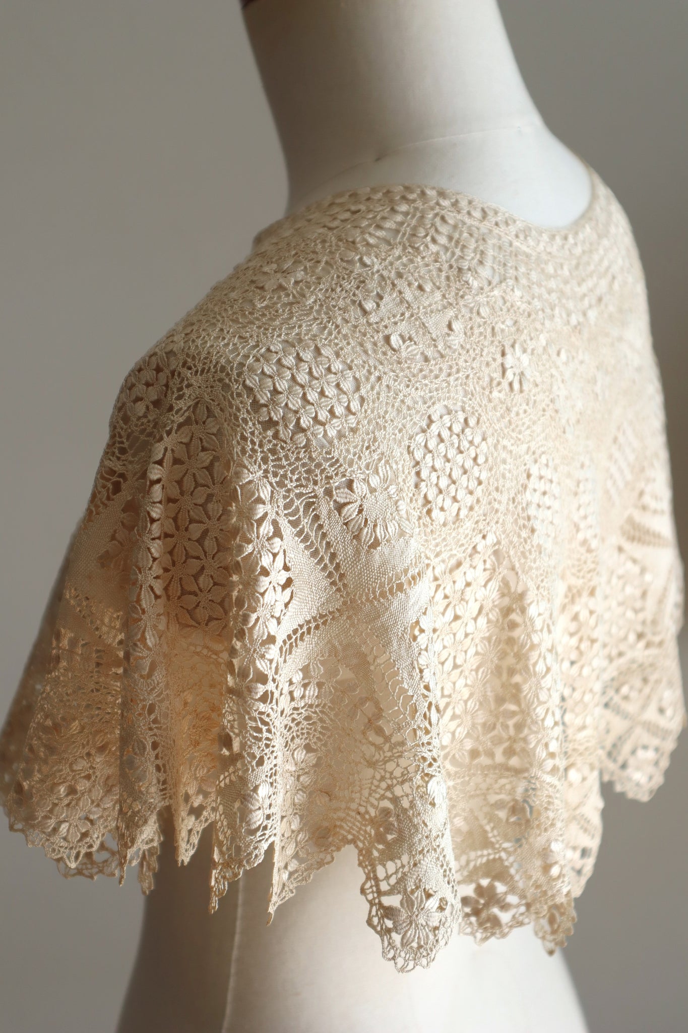 19th Century Silk Maltese Lace Big Collar