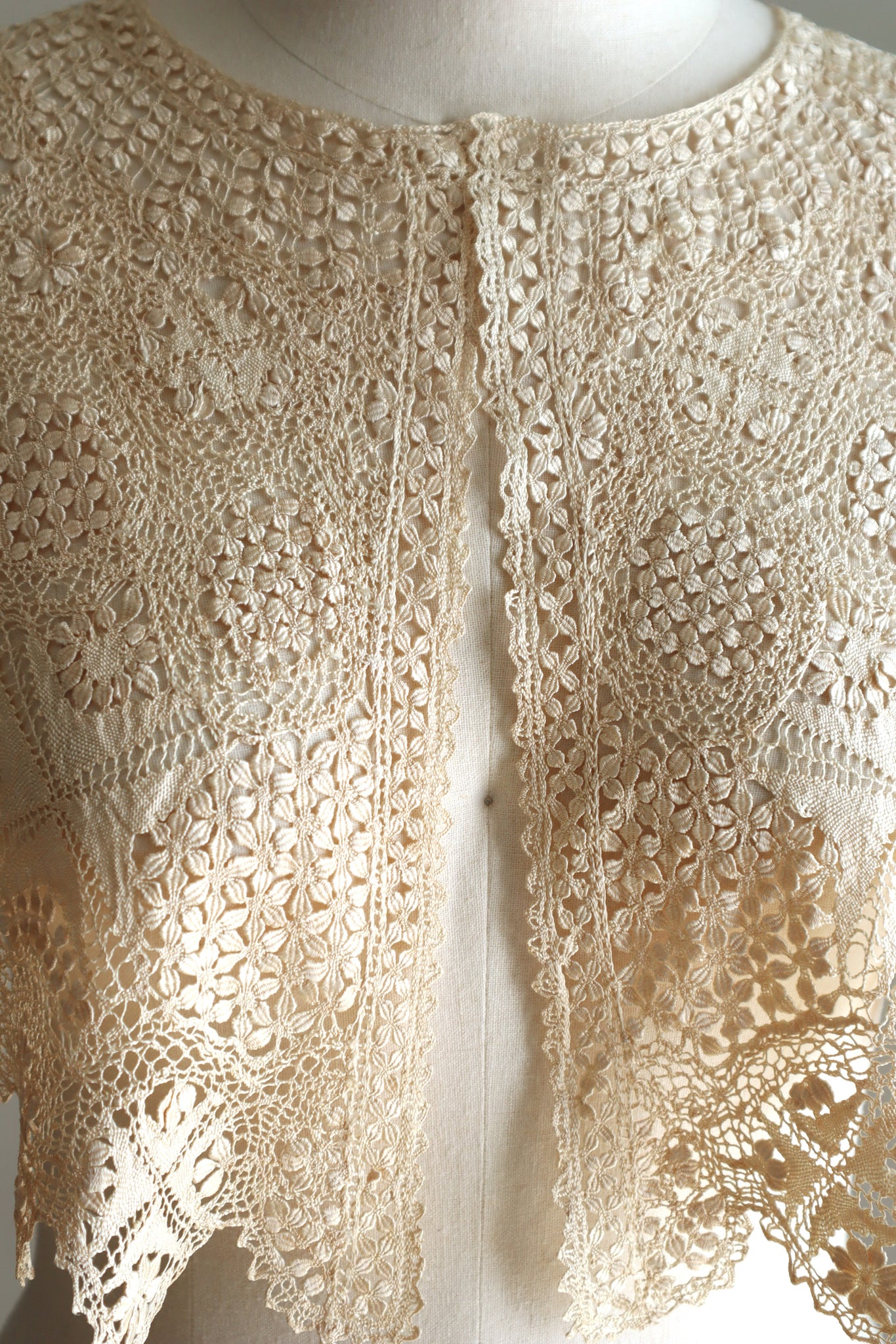 19th Century Silk Maltese Lace Big Collar