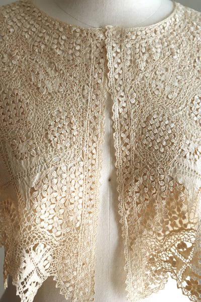 19th Century Silk Maltese Lace Big Collar