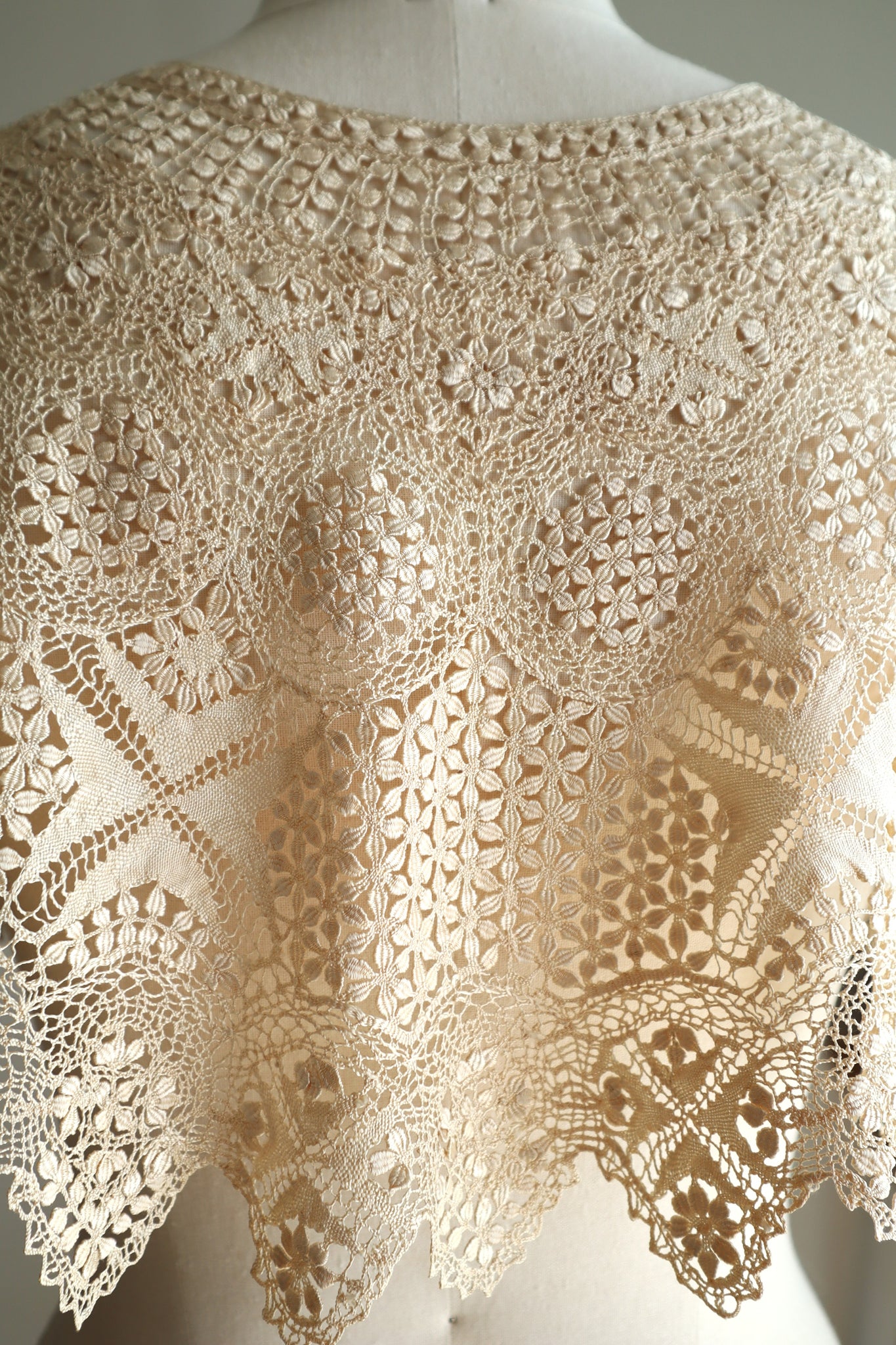 19th Century Silk Maltese Lace Big Collar