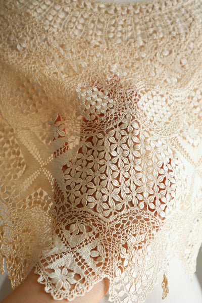 19th Century Silk Maltese Lace Big Collar