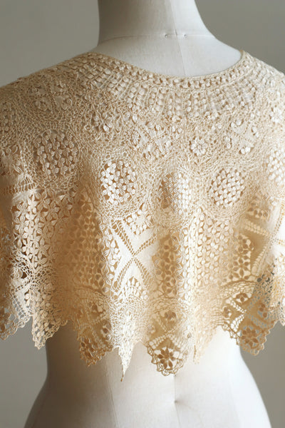 19th Century Silk Maltese Lace Big Collar