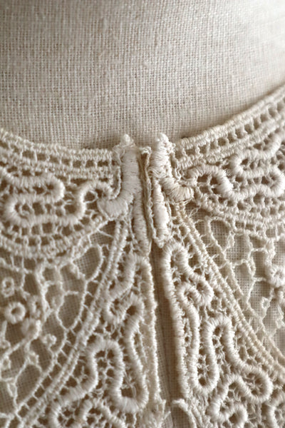 1920s French Deadstock Cotton Lace Berthe Collar