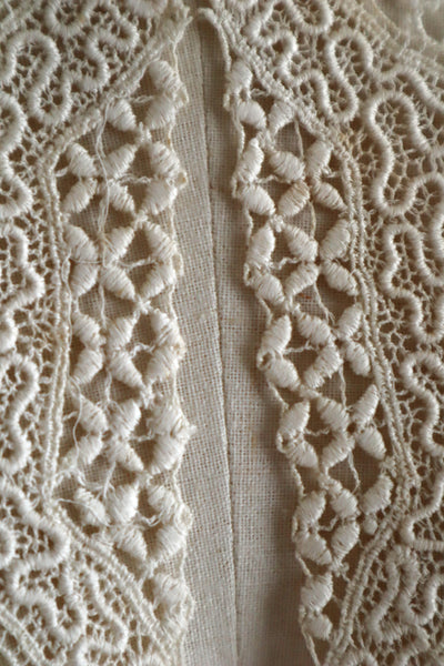 1920s French Deadstock Cotton Lace Berthe Collar