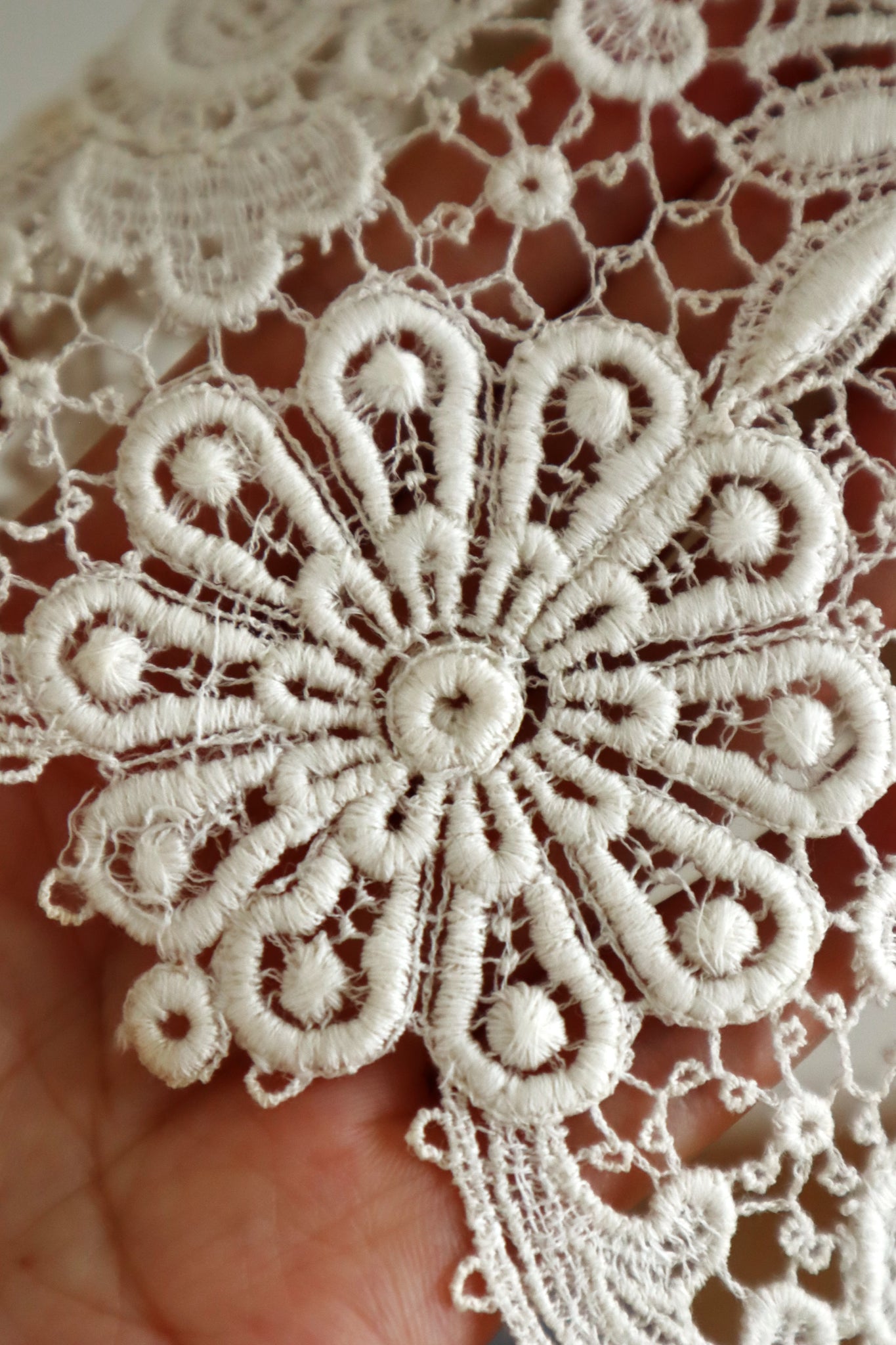 1920s French Deadstock Cotton Lace Berthe Collar