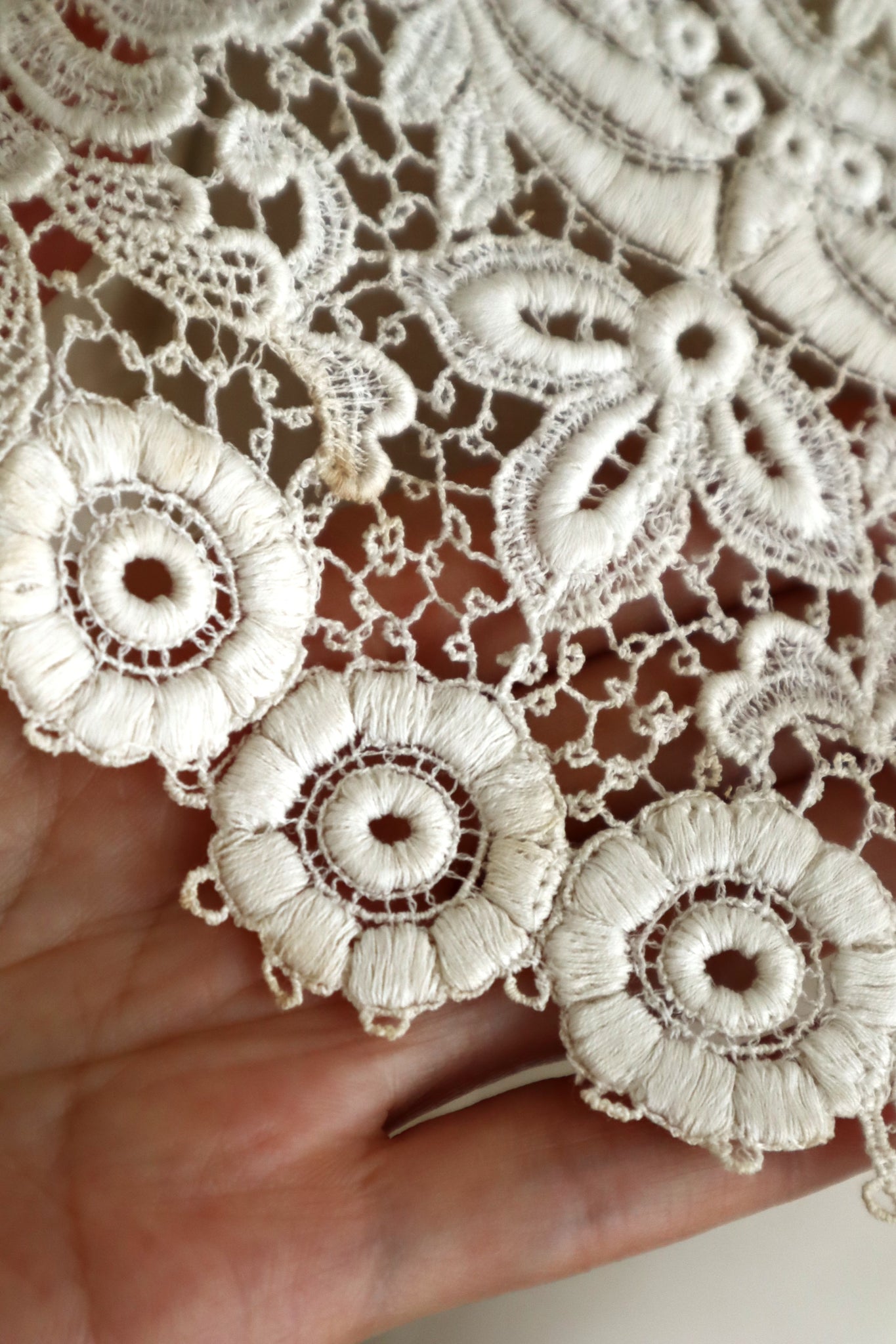 1920s French Deadstock Cotton Lace Berthe Collar