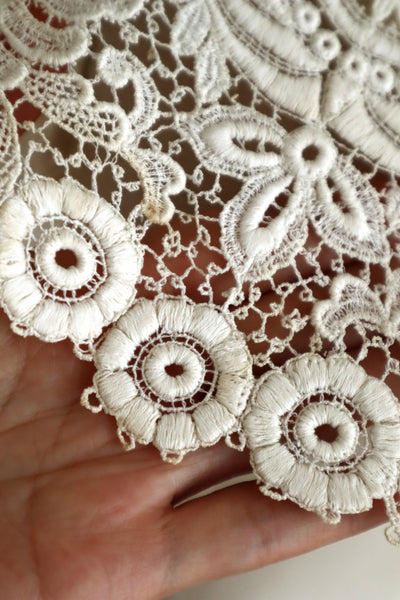 1920s French Deadstock Cotton Lace Berthe Collar