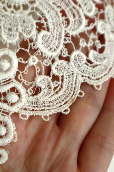 1920s French Deadstock Cotton Lace Berthe Collar