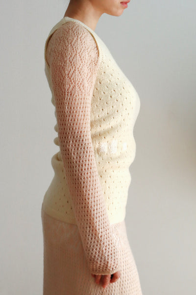 Vintage French Hand-Knit Wool Tank Top
