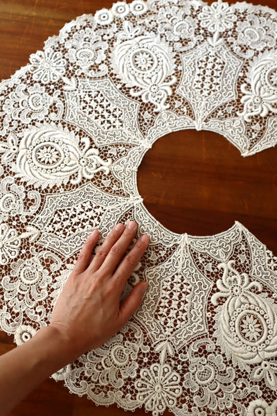 1920s French Deadstock Cotton Lace Berthe Collar