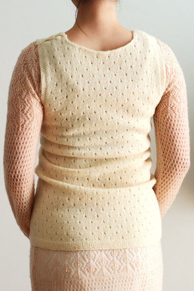 Vintage French Hand-Knit Wool Tank Top