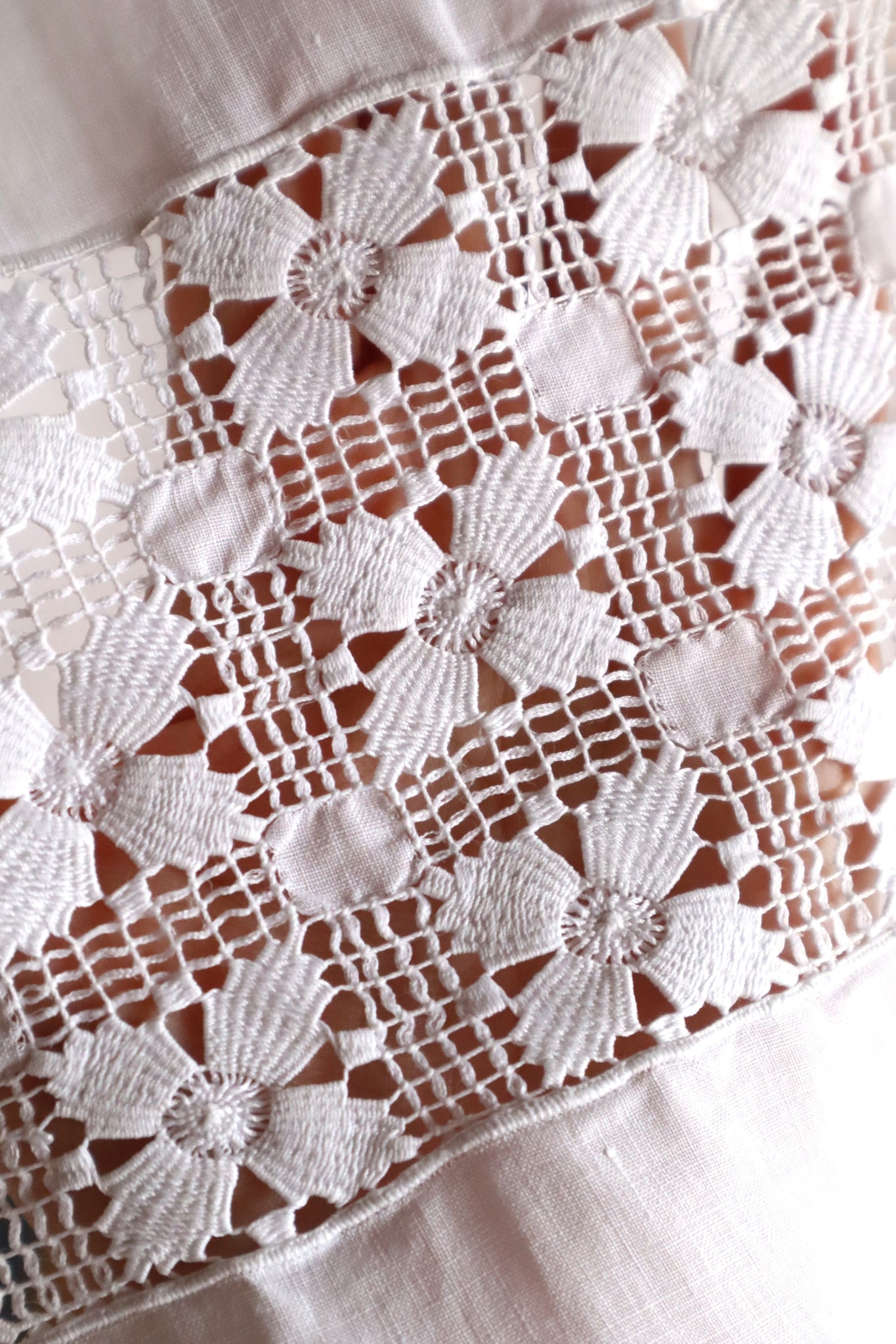 1900s French Handworked Linen Drawnwork Lace Church Surplice