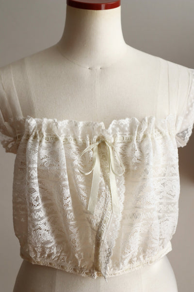 1900s Hand-Sewn Valenciennes Lace Corset Cover