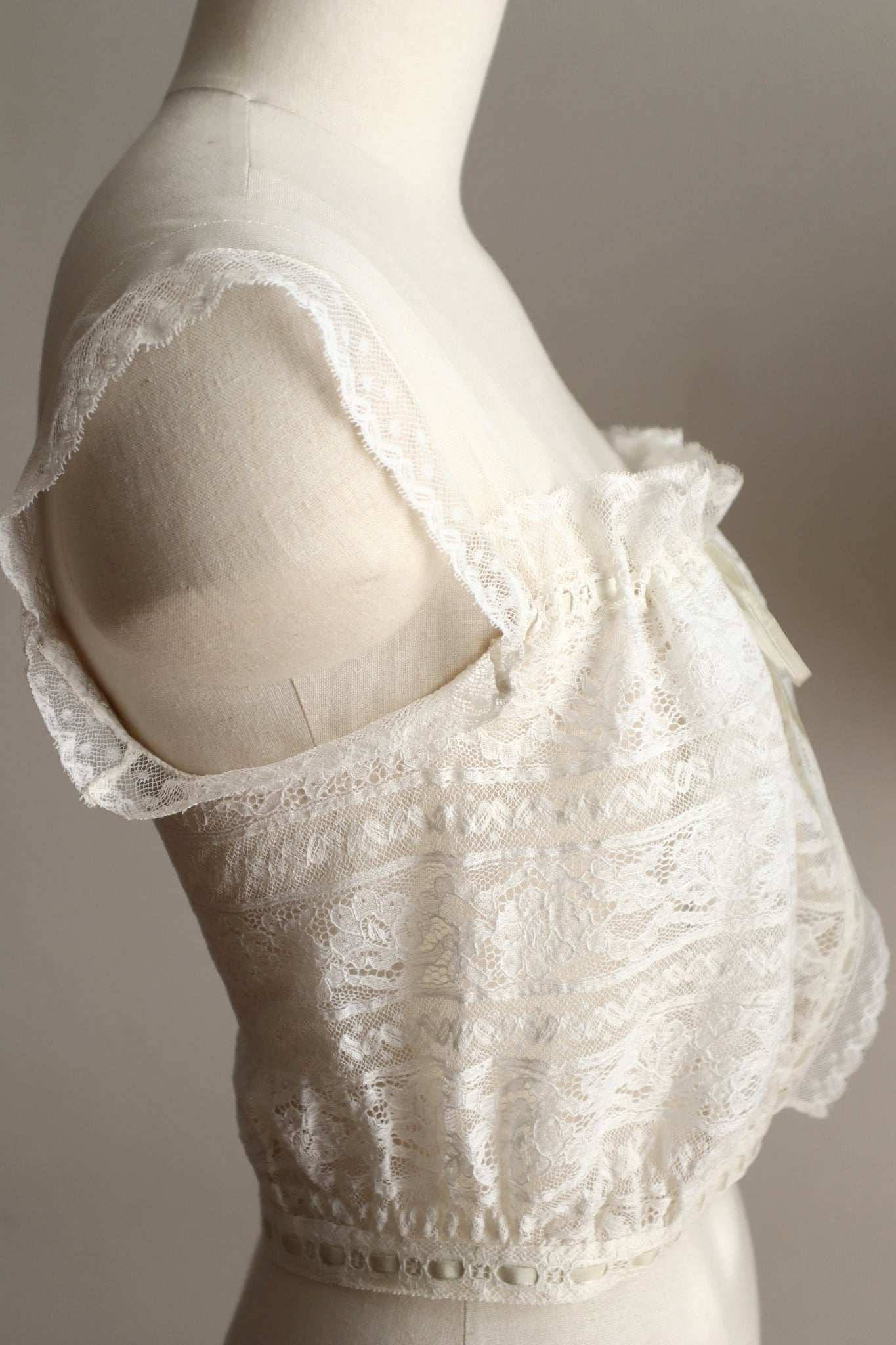 1900s Hand-Sewn Valenciennes Lace Corset Cover