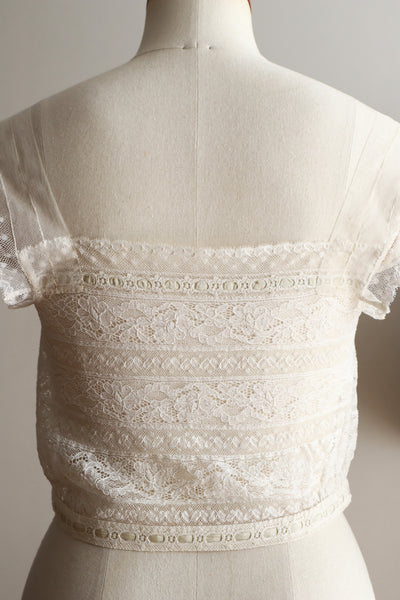 1900s Hand-Sewn Valenciennes Lace Corset Cover