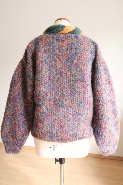 80s Hand Knit Twist Collar Sweater