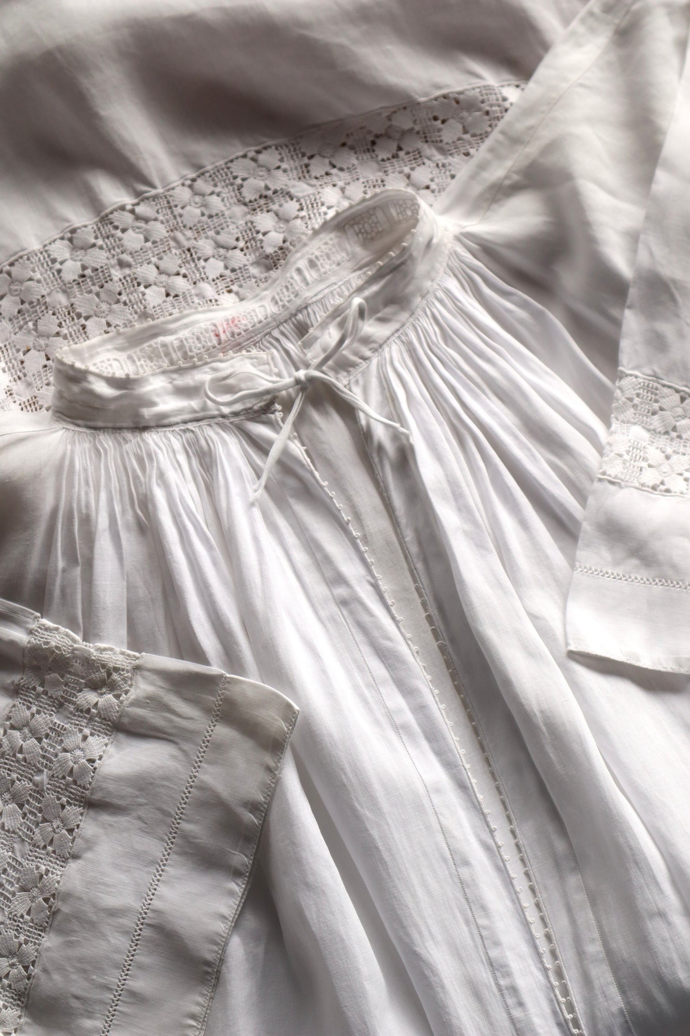 1900s French Handworked Linen Drawnwork Lace Church Surplice