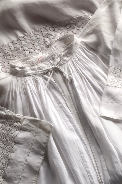 1900s French Handworked Linen Drawnwork Lace Church Surplice