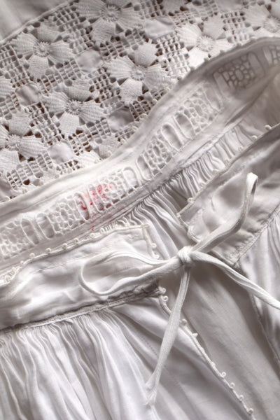 1900s French Handworked Linen Drawnwork Lace Church Surplice