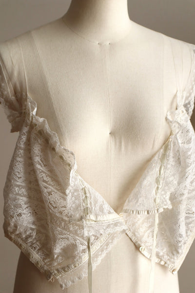 1900s Hand-Sewn Valenciennes Lace Corset Cover