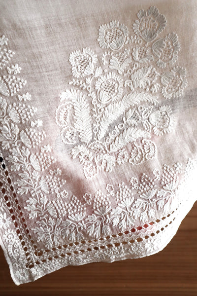 19th Century French Hand Embroidered Muslin Fichu